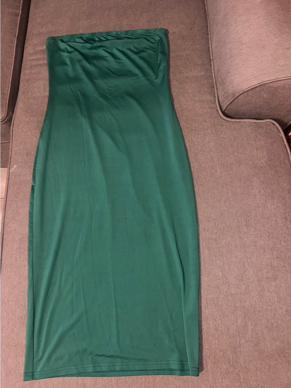 SHEIN Emerald Green Strapless Midi Tube Dress
